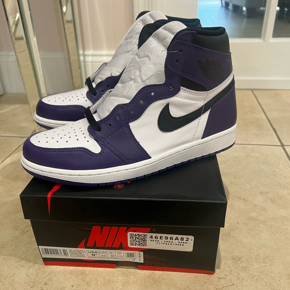 Nike Air Jordan 1 Retro High OG Purple and White Sneakers